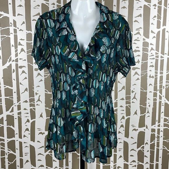 East 5th Y2K Waterfall Ruffled Semi-Sheer Blouse 1X - Picture 1 of 12
